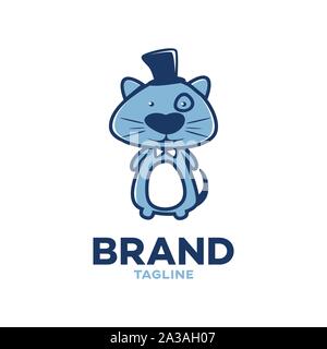 Modern logo cartoon character of a cat in a top hat Stock Vector
