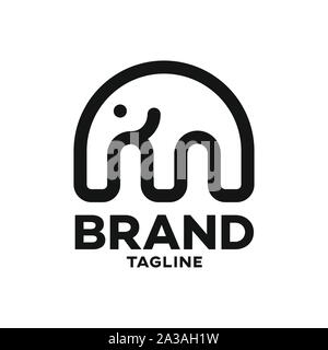 Modern bridge and elephant logo Stock Vector