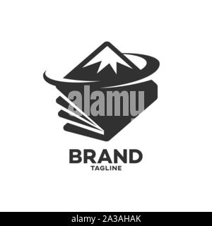 Modern book and mountains logo Stock Vector