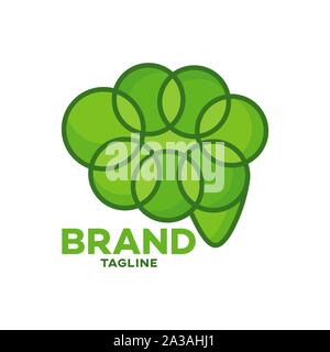 Modern leaf brain logo Stock Vector
