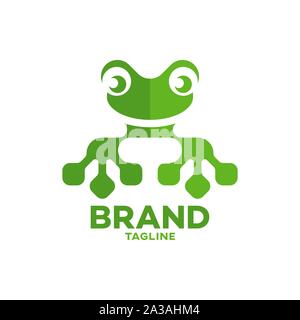 Modern frog and technology logo Stock Vector