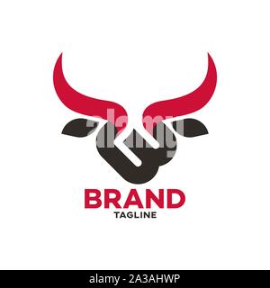 Modern bull and letter B logo Stock Vector