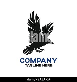 Modern black raven logo Stock Vector