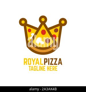 Modern pizza and crown. Vector illustration. Stock Vector