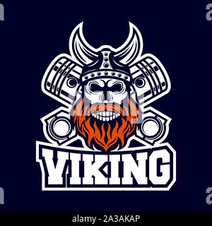 Modern Skull Viking and Diesel logo Stock Vector