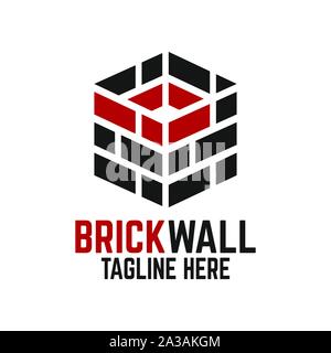 Modern brick wall and letter B logo Stock Vector