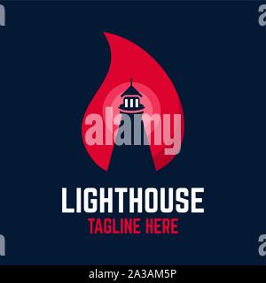 Modern lighthouse logo Stock Vector