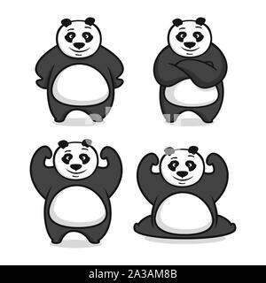 Moder mascot panda logo Stock Vector