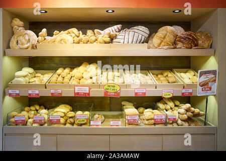 VERONA, ITALY - CIRCA MAY, 2019: various leavened breads on display at ODStore in Verona. Stock Photo