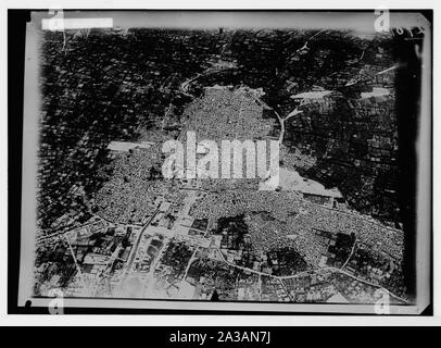 Series of first aerial photographs of Palestine and Syria. Damascus. Stock Photo