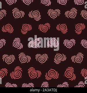 seamless vector pattern with rows of hearts with swirls on them Stock Vector