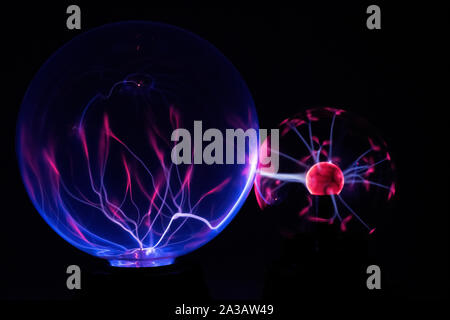 Electricity fire-ball. Abstract photo of electric waves. Static electricity - Stock Image