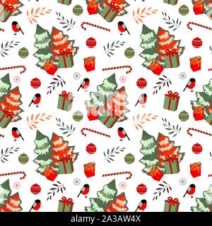 Merry Xmas Happy New Year vector seamless pattern. Stock Vector