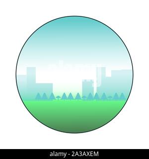 City landscape icon. Circle surrounded view Stock Vector