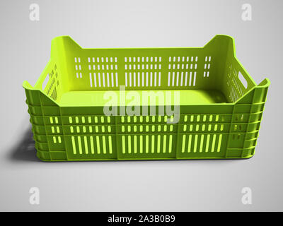 Modern green fruit box for sale 3d rendering on gray background with shadow Stock Photo