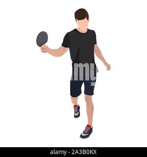 Table tennis player with racket, vector flat isolated illustration Stock Vector