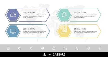 Vector infographic template hexagons shape for four label, diagram, graph, presentation. Business concept with 4 options. Blank space for content Stock Vector