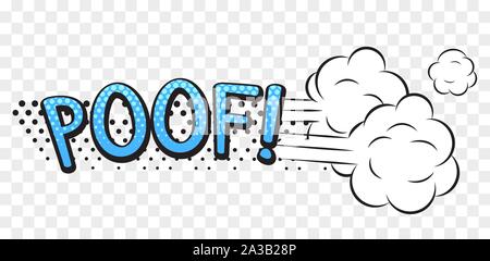 Poof comic style word isolated on transparent background  Stock Vector