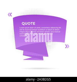 Big ribbon with quote text space vector illustration isolated on white background. Quotation remark, mention frame like speech bubble or callout text Stock Vector