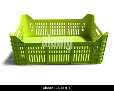 Modern green fruit box for sale 3d rendering on white background with shadow Stock Photo