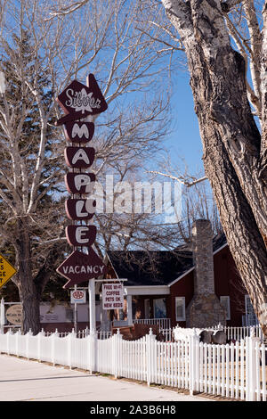 Sign for Silver motel in Bridgeport, California, on the eastern slope of Sierra Mountains, and the county seat of Mono County Stock Photo