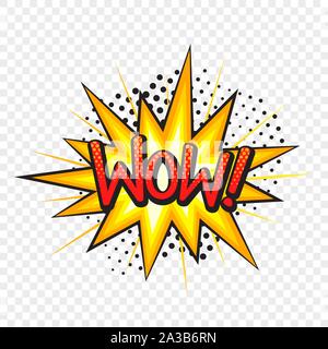 Wow comic style banner isolated on transparent background Stock Vector