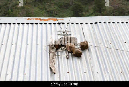 Old fashion antenna on a roof, television for all Stock Photo