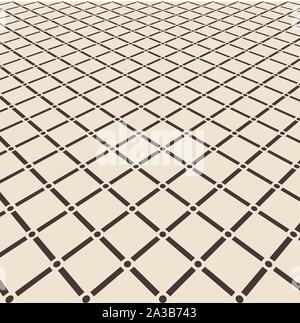 Abstract brown square with circle joint pattern floor on light brown perspective background. Vector illustration Stock Vector