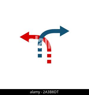 Decision Arrows in opposite direction. Stock vector illustration isolated on white background. Stock Vector
