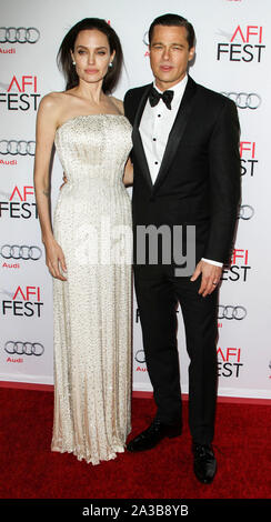 Hollywood, Los Angeles, United States. 05th Nov, 2015. (FILE) Angelina Jolie talks Brad Pitt divorce: 'I felt a deep and genuine sadness'. HOLLYWOOD, LOS ANGELES, CALIFORNIA, USA - NOVEMBER 05: Actors Angelina Jolie Pitt (wearing an Atelier Versace gown and Procop jewels) and Brad Pitt (wearing Lanvin) arrive at the opening night gala premiere of Universal Pictures' 'By the Sea' during AFI FEST 2015 presented by Audi held at the TCL Chinese Theatre IMAX on November 5, 2015 in Hollywood, Los Angeles, California, United States. ( Credit: Image Press Agency/Alamy Live News Stock Photo