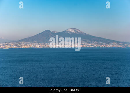 Volcano Vesuvius from Posillipo Hill, Naples, Campania, Italy Stock Photo