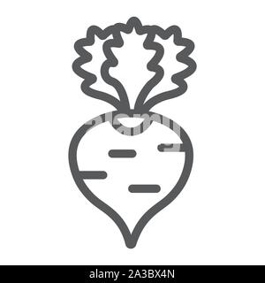 Radish line icon, fruits and vegetables, beetroot sign, vector graphics, a linear pattern on a white background. Stock Vector