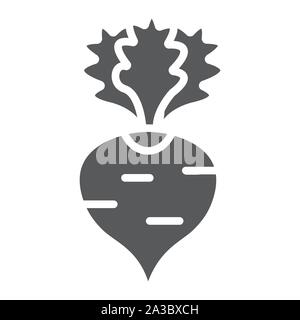 Radish glyph icon, fruits and vegetables, beetroot sign, vector graphics, a solid pattern on a white background. Stock Vector