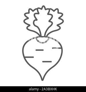 Radish thin line icon, fruits and vegetables, beetroot sign, vector graphics, a linear pattern on a white background. Stock Vector
