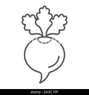 Beetroot thin line icon, beet and vegetable, vitamin sign, vector graphics, a linear pattern on a white backgrond. Stock Vector