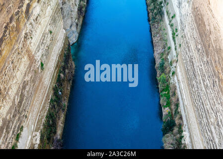 View of the Corinth Canal in the Isthmus of Corinth, Greece Stock Photo