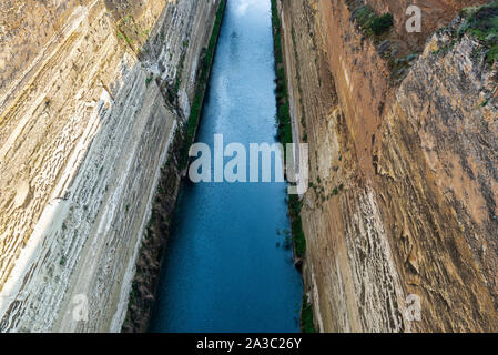 View of the Corinth Canal in the Isthmus of Corinth, Greece Stock Photo