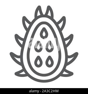 Pitaya line icon, food and exotic, tropical fruit sign, vector graphics, a linear pattern on a white backgrond. Stock Vector