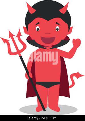 Cartoon illustration of a funny devil for children Stock Vector