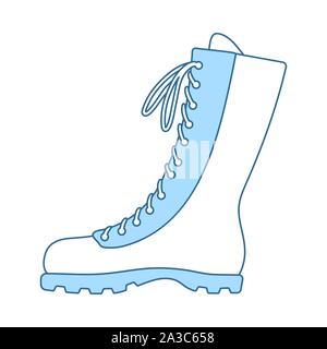Hiking Boot Icon. Thin Line With Blue Fill Design. Vector Illustration. Stock Vector