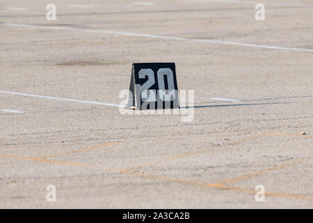 the twenty yard line marker ready for rehearsal at band camp Stock Photo