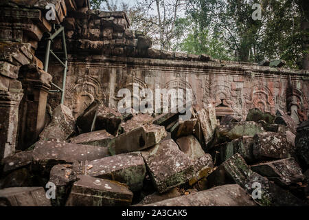 ancient ruins at the lost city of Angkor Wat in Cambodia Stock Photo