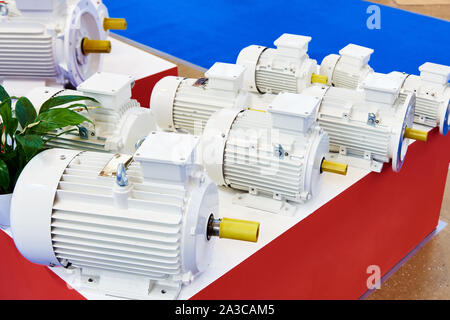 Asynchronous motors at the exhibition Stock Photo