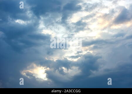 Thick beautiful clouds and clouds in the sky. Cloudy weather before the storm and rain Stock Photo