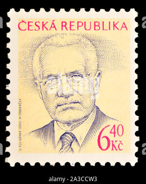 Czech postage stamp (2003) : Václav Klaus (b1941) Czech economist and politician. Former prime minister,  second President of the Czech Republic (2003 Stock Photo