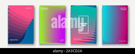Trendy cool minimalist abstract modern covers design vector. Dynamic colorful halftone gradient. Futuristic geometric patterns shapes phormes lines ba Stock Vector