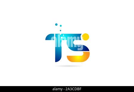 letter combination ts t s orange blue alphabet for company logo. Suitable as logotype icon for a business Stock Vector