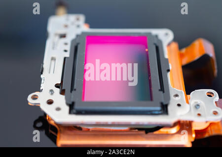 modern CMOS  camera Image sensor. digital dslr camera cmos sensor removed from camera. Stock Photo