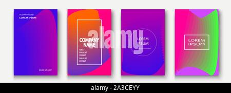 Trendy cool minimalist abstract modern covers design vector. Dynamic colorful halftone gradient. Futuristic geometric patterns shapes phormes lines ba Stock Vector