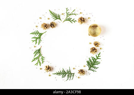 Christmas composition. Flat lay, top view, mockup. Stock Photo